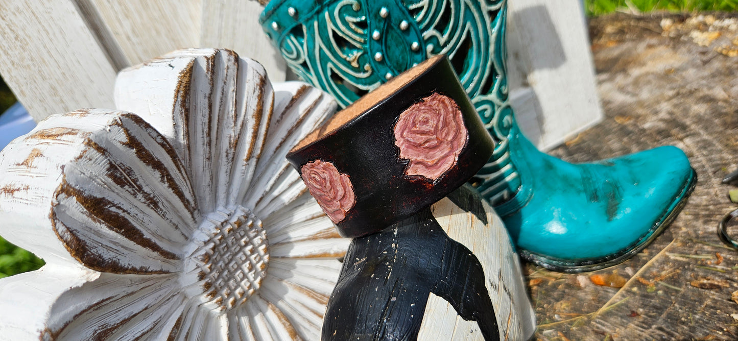 Painted leather cuff bracelet