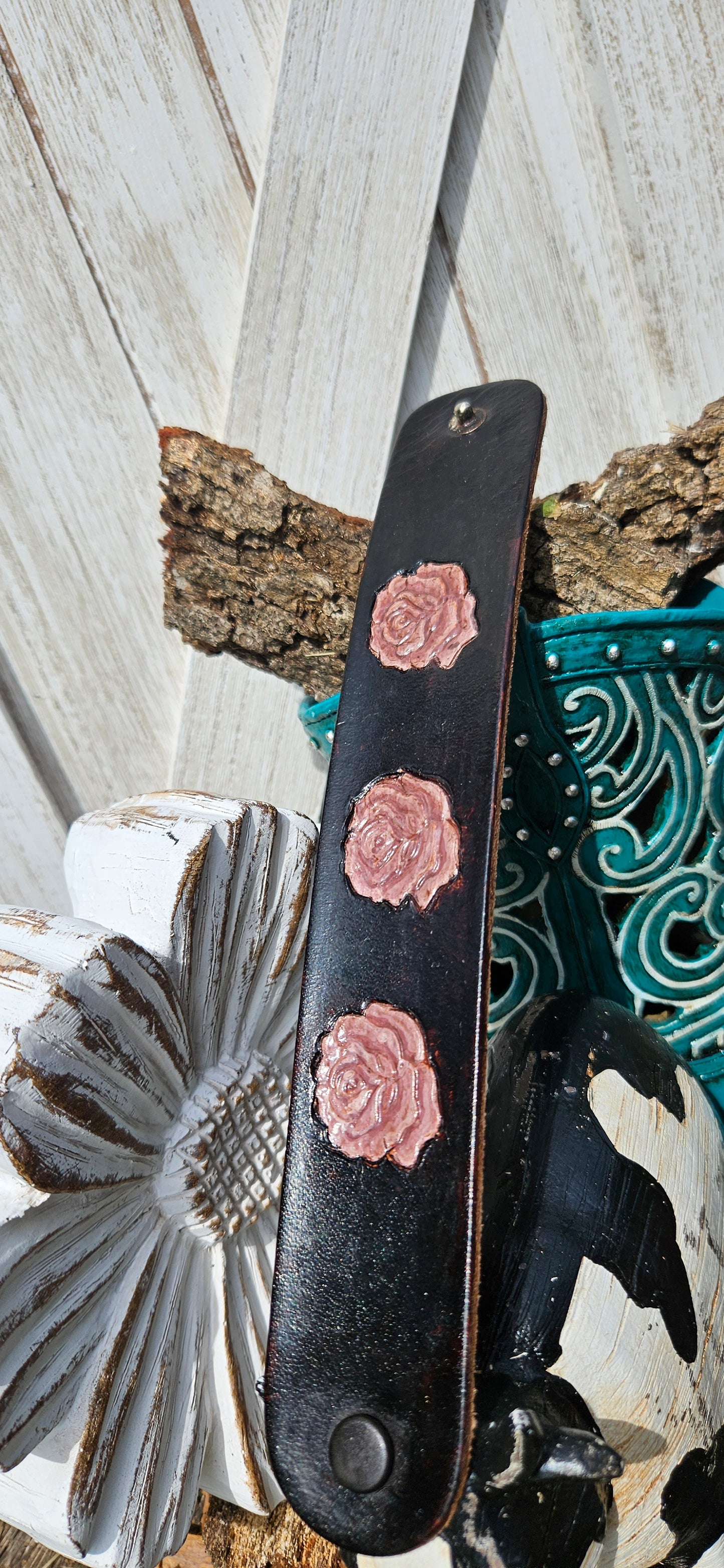 Painted leather cuff bracelet