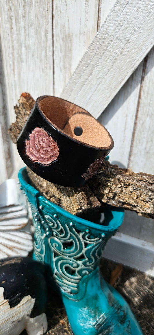 Painted leather cuff bracelet